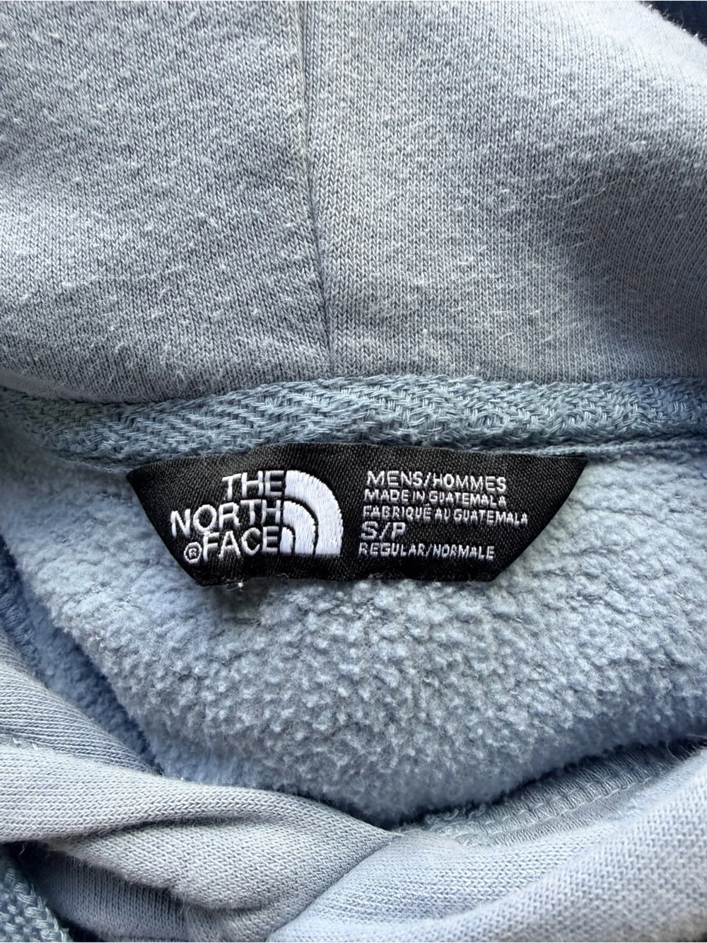 The North Face Men's Pale Blue Pullover Hoodie with Red Logo